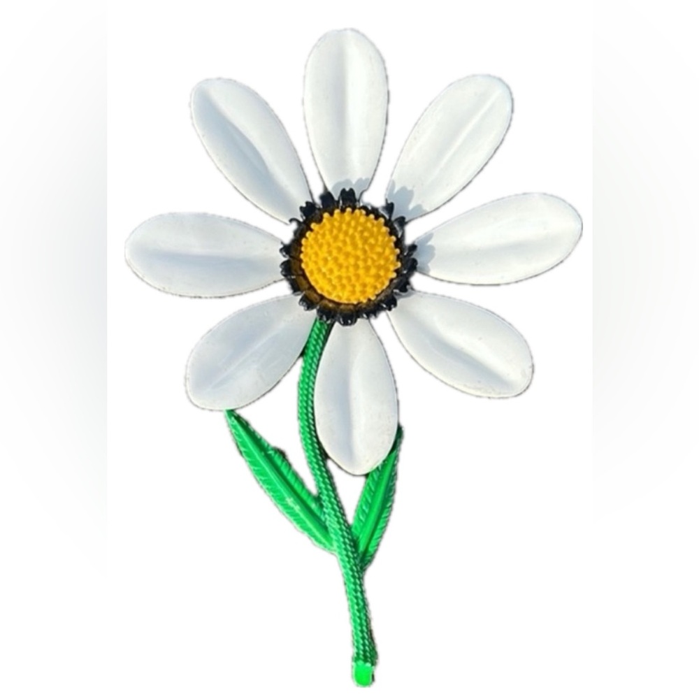 White and Yellow Daisy Brooch - Picture 2 of 6
